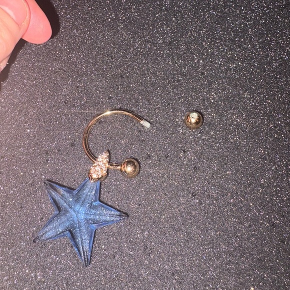 18 k Gold plated  swarovski Blue Star Key charm,bag charm. Vintage - Picture 5 of 10